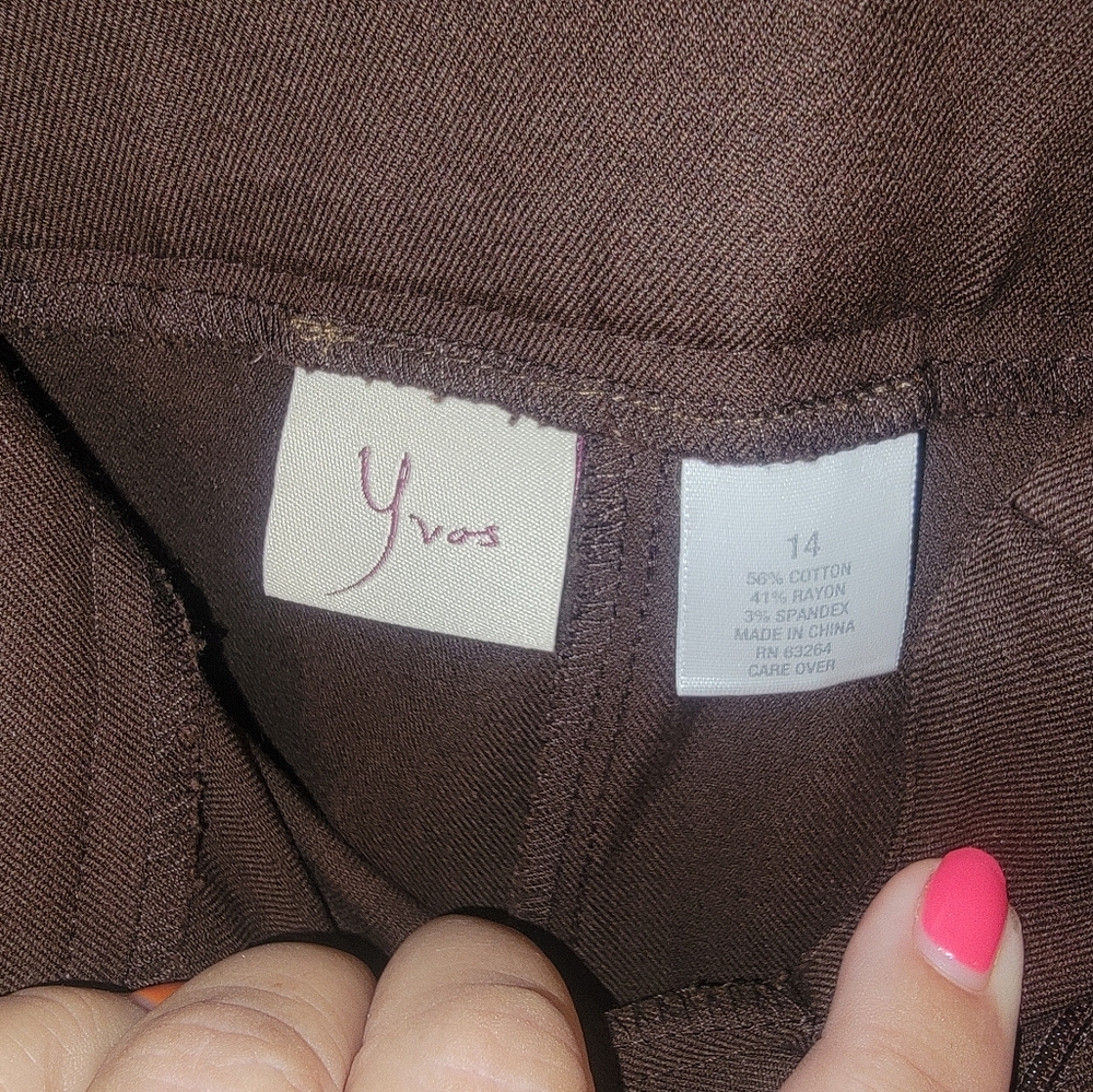 Misses sz 14 Yvos Brown Pants - Picture 2 of 7